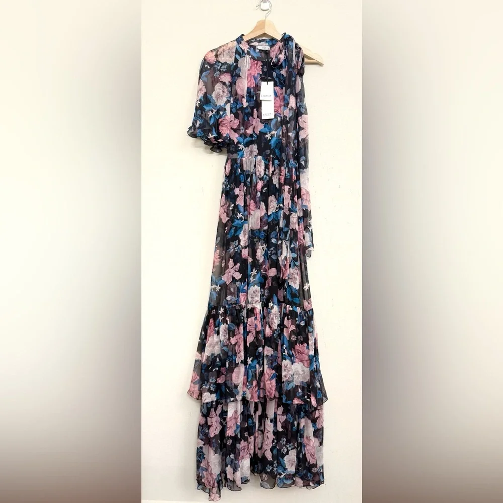 NWT ERDEM Natalina One-sleeve Silk-voile Floral Gown in Pink Dust Bouquet Sz 6 - Picture 8 of 17